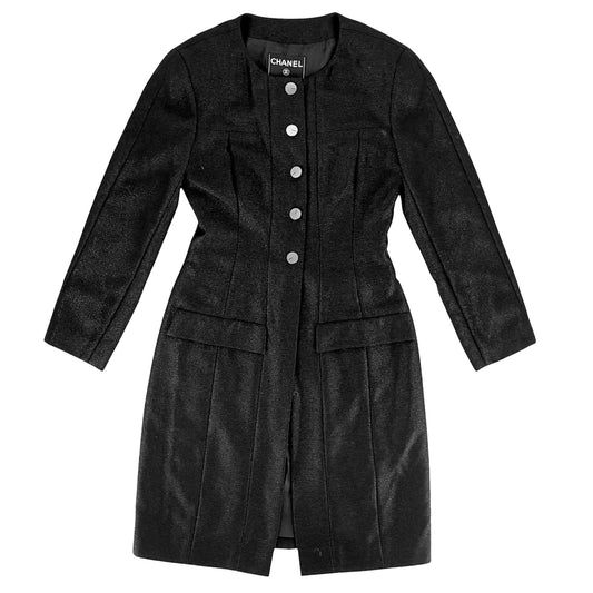 CHANEL シャネル コート ノーカラー ナイロンコート アパレル 服 アウター ブラック 黒 秋 ウール ナイロン レディース【中古品】