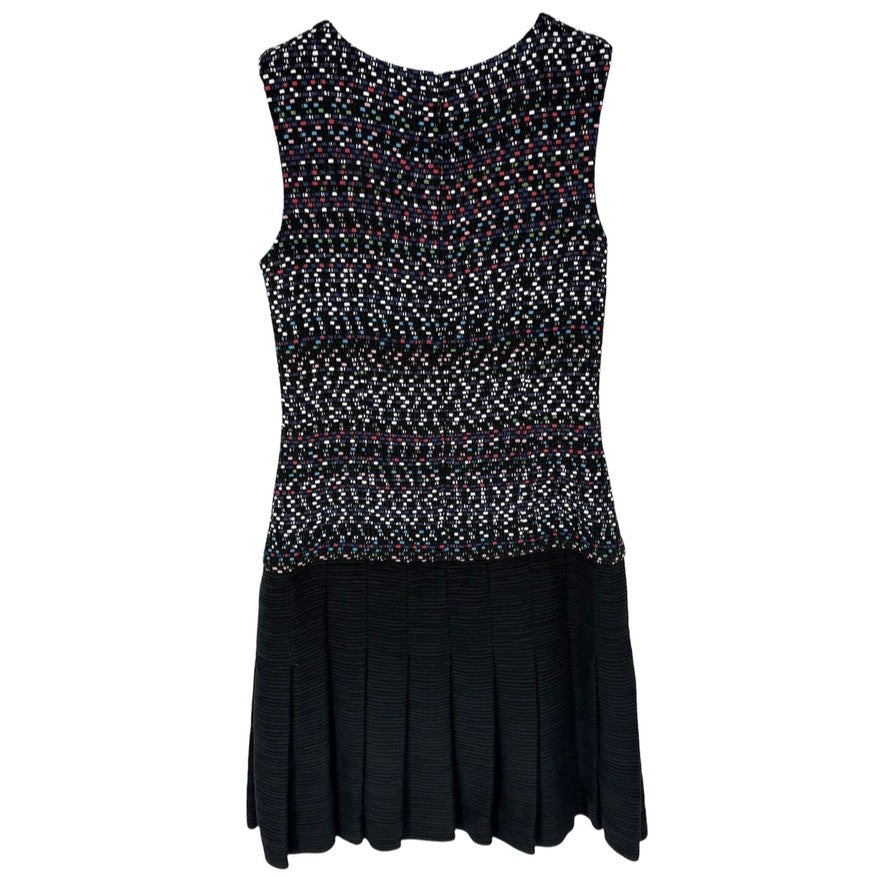 CHANEL シャネル ワンピース ツイード プリーツ ココマーク アパレル 服 36 ブラック 黒 マルチカラー 秋 コットン レディース【中古品】
