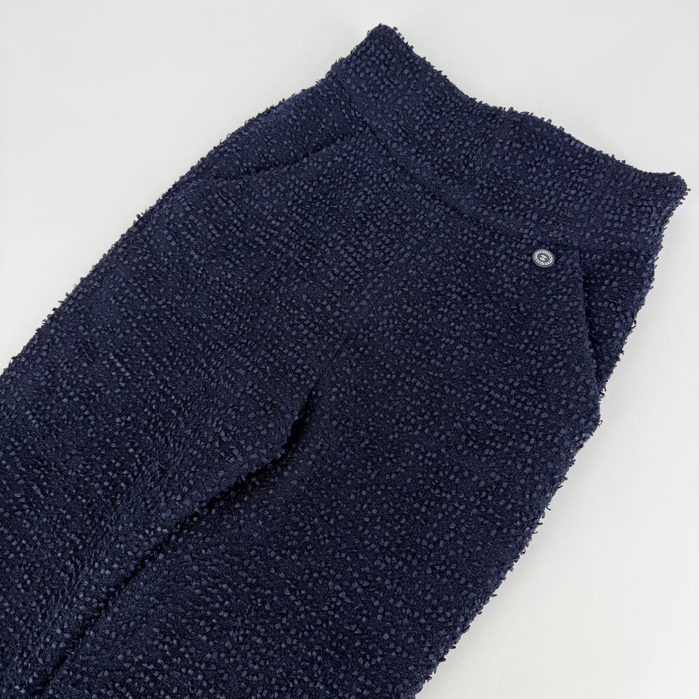 CHANEL シャネル パンツ ココボタン ボトムス アパレル スラックス ハイウエスト 服 36 ネイビー 紺 秋 冬 ウール ポリアミド レディース【中古品】
