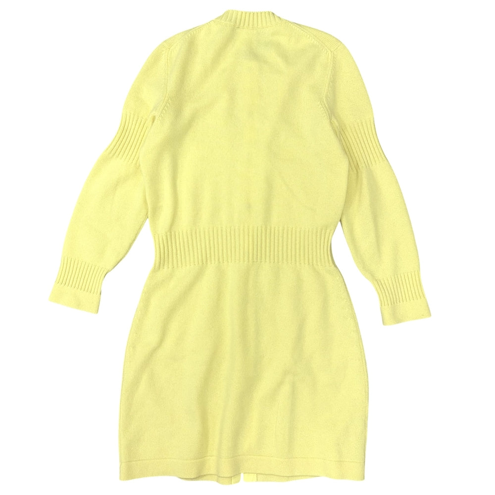 CHANEL シャネル カーディガン ターンロックボタン ロングカーディガン トップス 服 アパレル 38 イエロー 春 秋 冬 カシミヤ レディース【中古品】