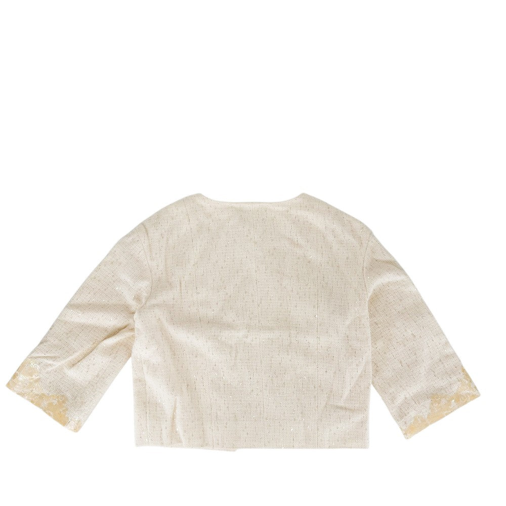 CHANEL シャネル ノーカラージャケット 貝殻 ジャケット アパレル 服 前ホック 38 アイボリー コットン ビニール レーヨン アクリル レディース【中古品】