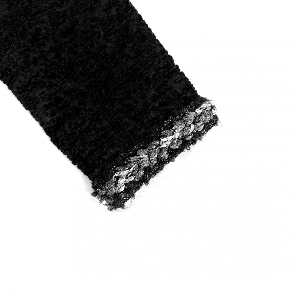 CHANEL シャネル ノーカラージャケット ジップアップ 服 アパレル 36 ブラック 黒 秋 冬 シルク アクリル シルク レディース【中古品】