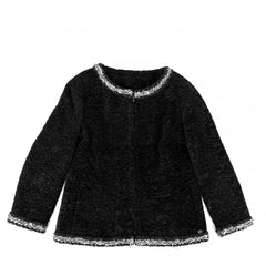 CHANEL シャネル ノーカラージャケット ジップアップ 服 アパレル 36 ブラック 黒 秋 冬 シルク アクリル シルク レディース【中古品】