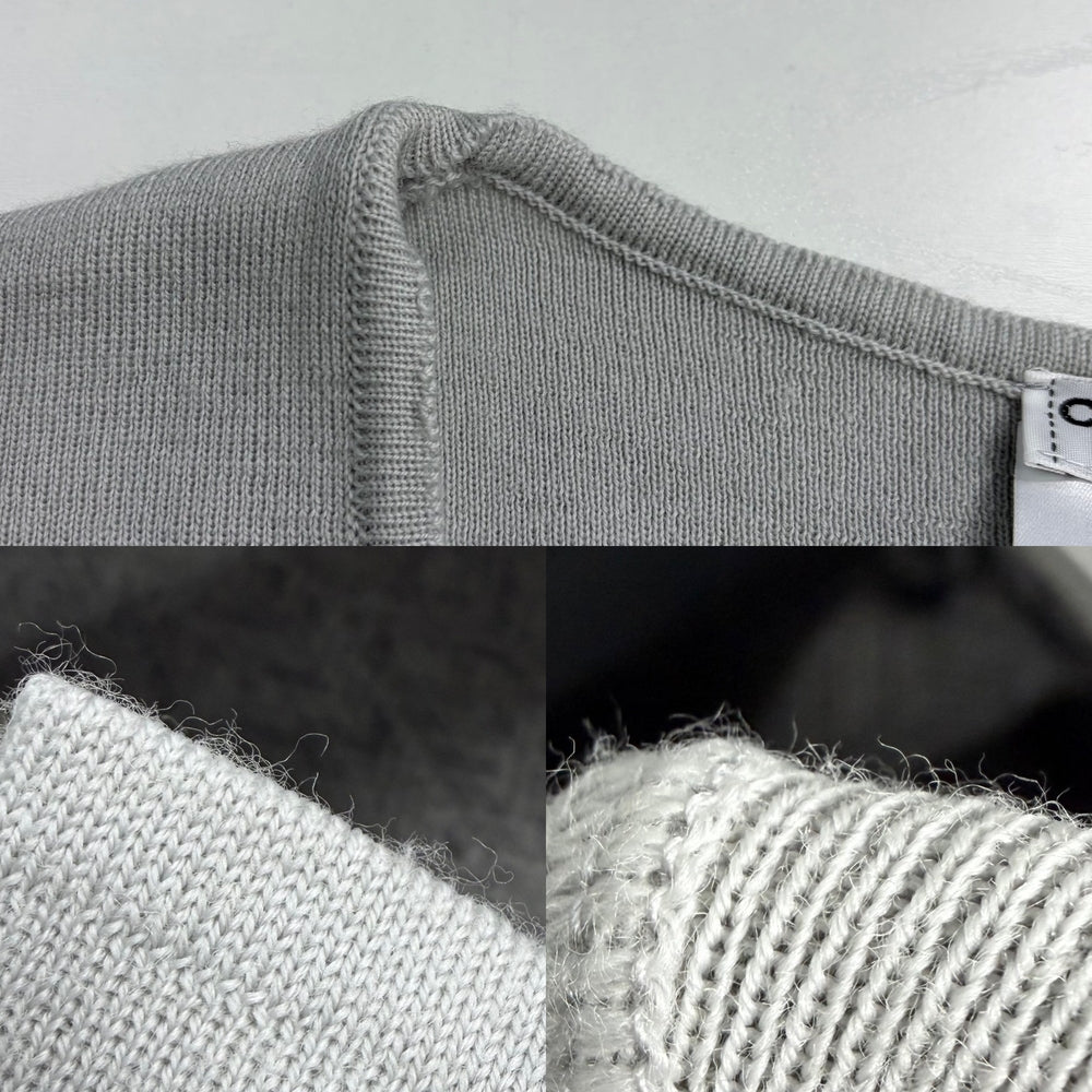 CHANEL シャネル トップス ココマーク アパレル 服 トレーナー 50 グレー アイボリー ゴールド金具 春 秋 冬 ウール レディース【中古品】