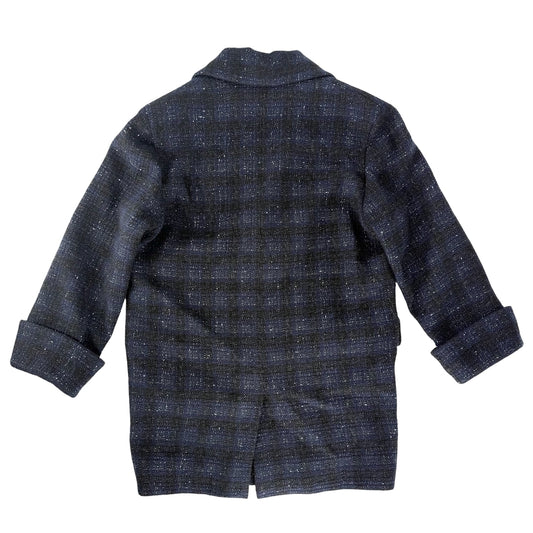 【秋物特集】 CHANEL シャネル コート ダブルブレスト ツイード ビジューライオンボタン 24AW アパレル 服 34 P77689V47754 ネイビー 紺 秋 冬 ウール アクリル ポリアミド ポリエステル レーヨン レディース【中古品】