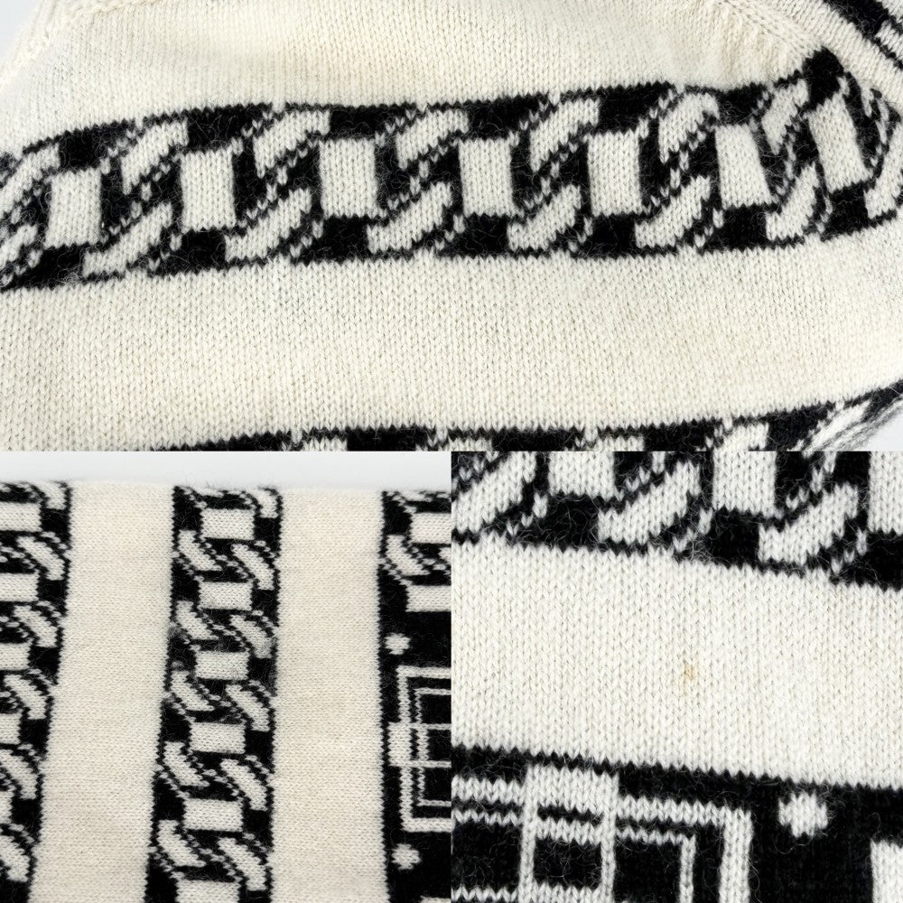 CHANEL シャネル セットアップ ココボタン ボーダー カーディガン ノースリーブワンピース ヴィンテージ アパレル 服 34 ホワイト 白 ブラック 黒 春 秋 カシミヤ レディース【中古品】