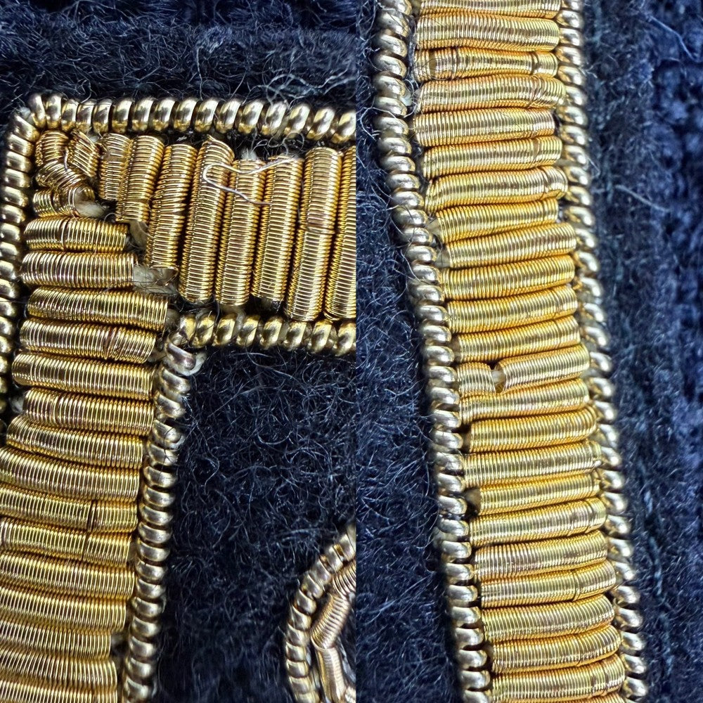 CHANEL シャネル テーラードジャケット アウター ココマーク エンブレム アパレル 服 38 ネイビー 紺 春 秋 ウール コットン ナイロン レディース 2005年【中古品】