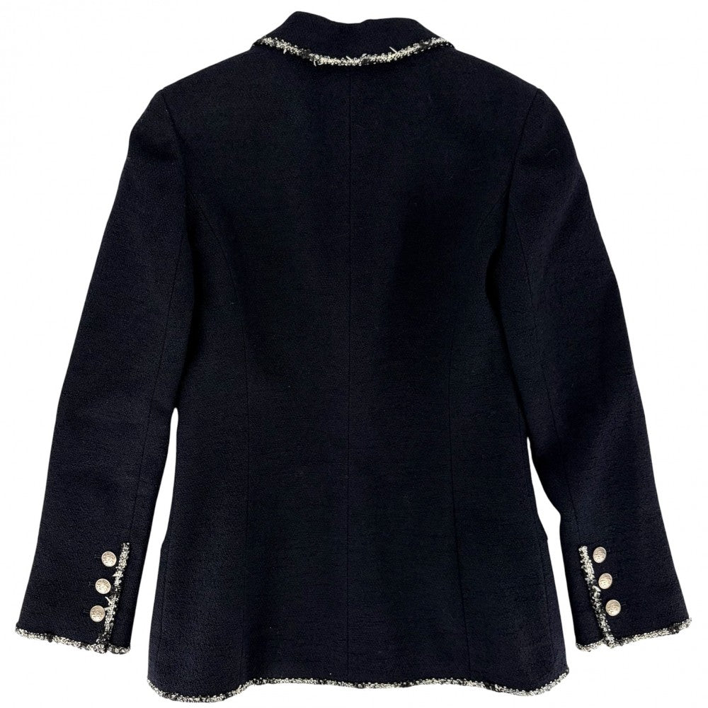 CHANEL シャネル テーラードジャケット アウター ココマーク エンブレム アパレル 服 38 ネイビー 紺 春 秋 ウール コットン ナイロン レディース 2005年【中古品】