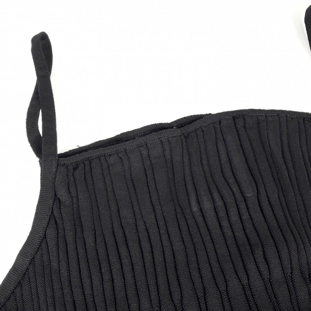 CHANEL シャネル トップス リボン タンクトップ アパレル キャミソール 服 38 ブラック 黒 夏 レーヨン レディース【中古品】