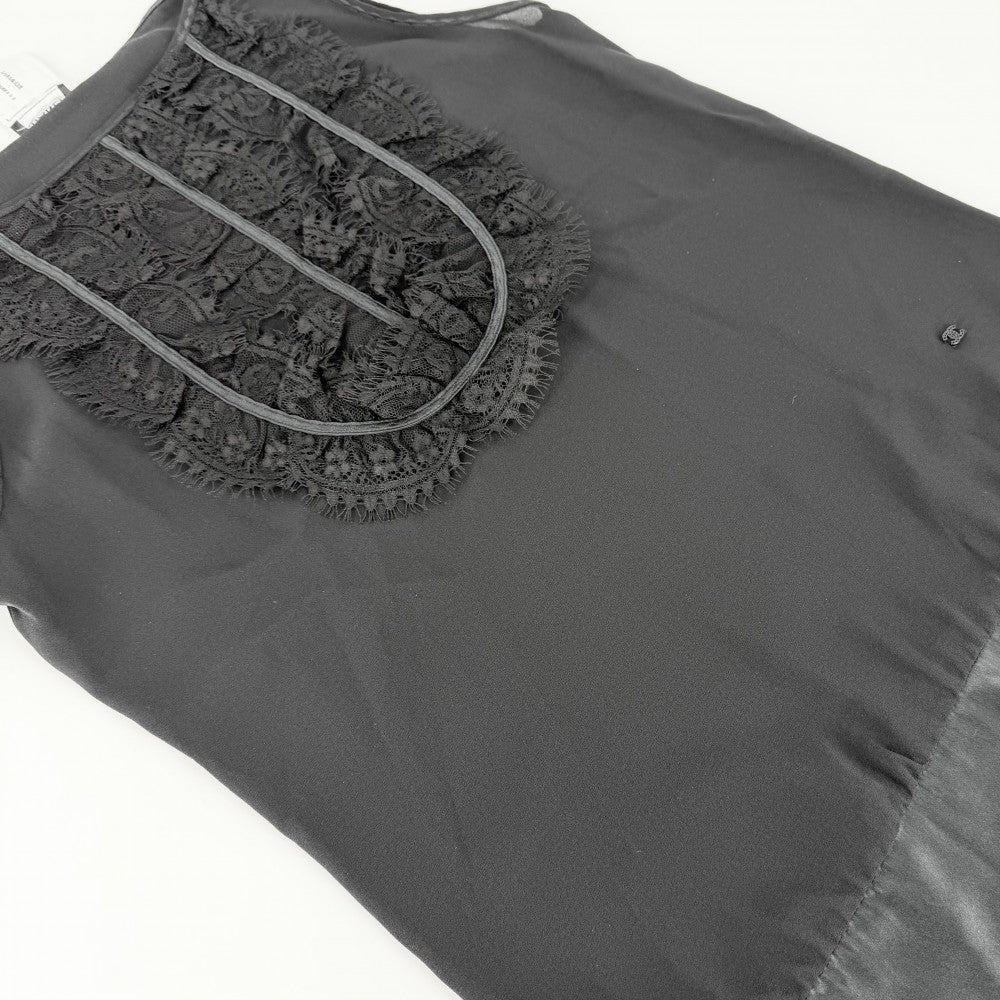 CHANEL シャネル タンクトップ ノースリーブ アパレル 服 トップス ココマーク レース 38 ブラック 黒 夏 シルク レディース【中古品】