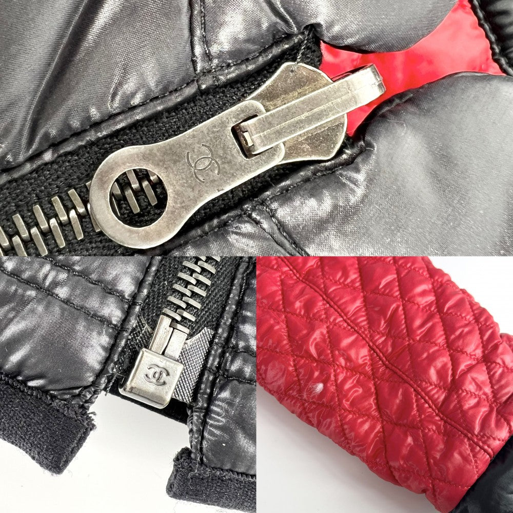 CHANEL シャネル ブルゾン リバーシブル ダウンジャケット アウター ノーカラー キルティング ココマーク 36 ブラック 黒 ピンク ガンメタル金具 ポリアミド ポリウレタン レディース【中古品】