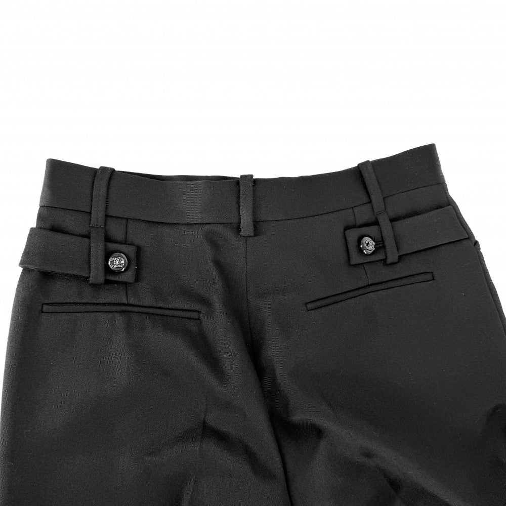 CHANEL シャネル パンツ ココボタン ボトムス アパレル スラックス 服 36 ブラック 黒 ウール レディース【中古品】