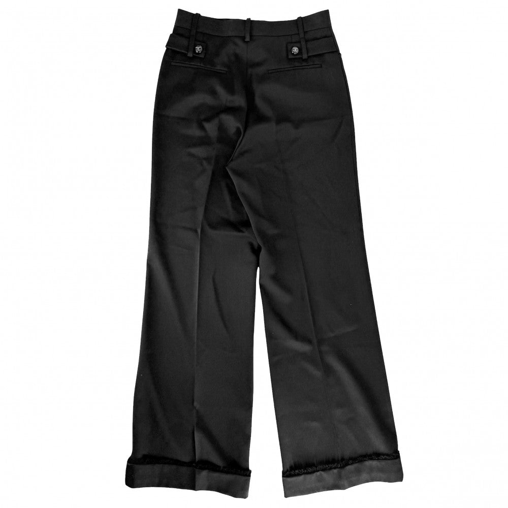 CHANEL シャネル パンツ ココボタン ボトムス アパレル スラックス 服 36 ブラック 黒 ウール レディース【中古品】