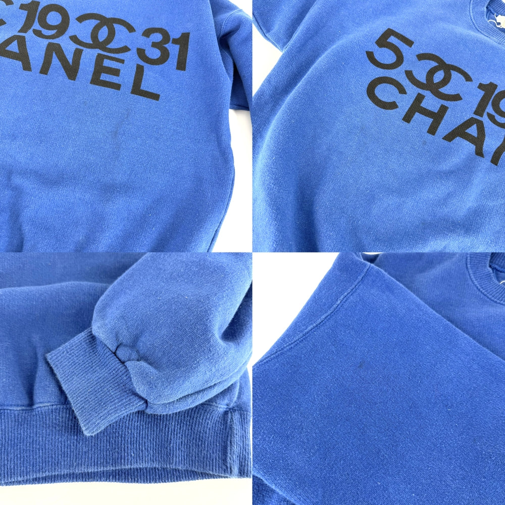 CHANEL シャネル スウェット ココマーク ロゴ アパレル ヴィンテージ 服 トレーナー M 24612 ブルー 青 春 秋 コットン レディース【中古品】