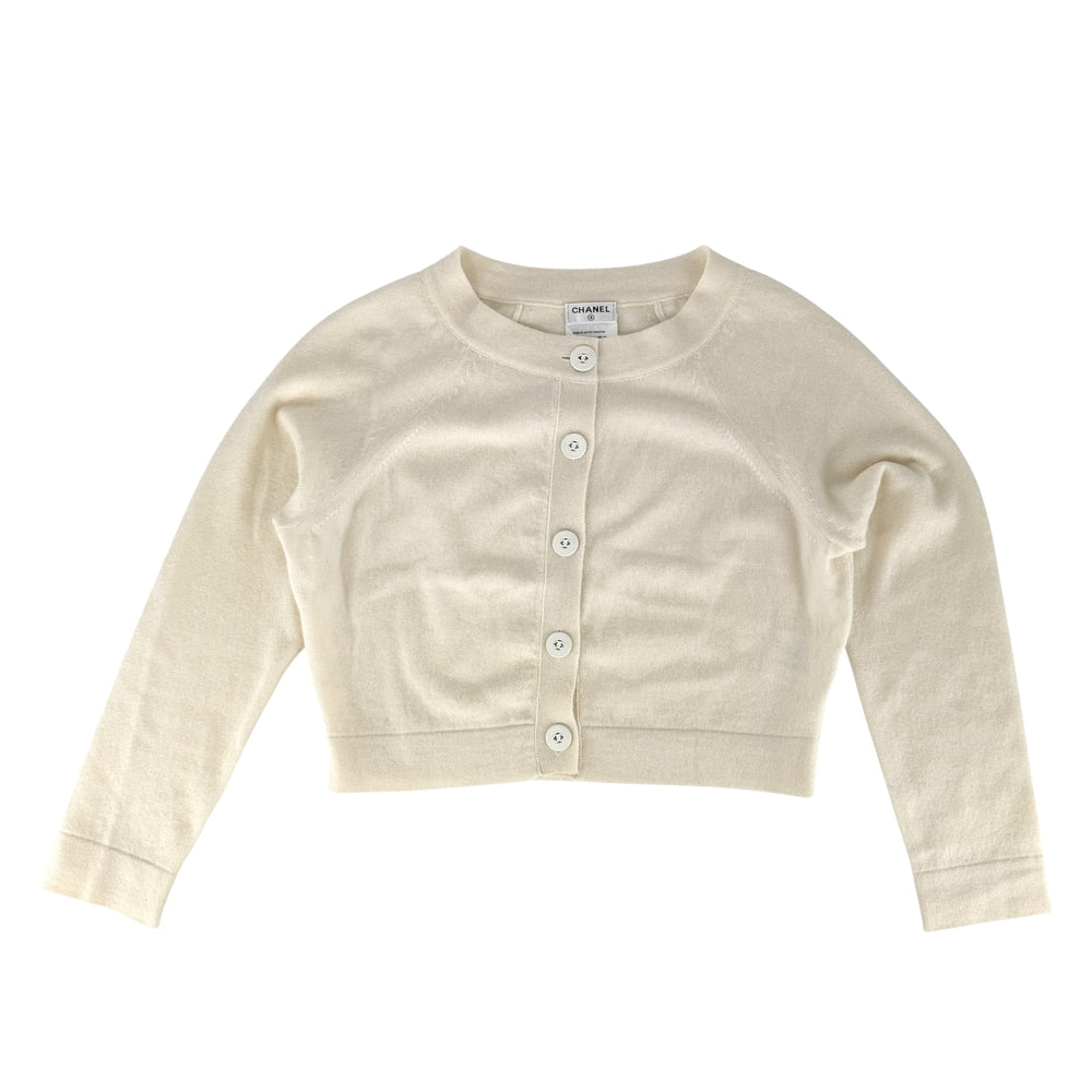CHANEL シャネル カーディガン ニット ココマーク ショート丈 アパレル 服 36 アイボリー 春 秋 カシミヤ レディース【中古品】