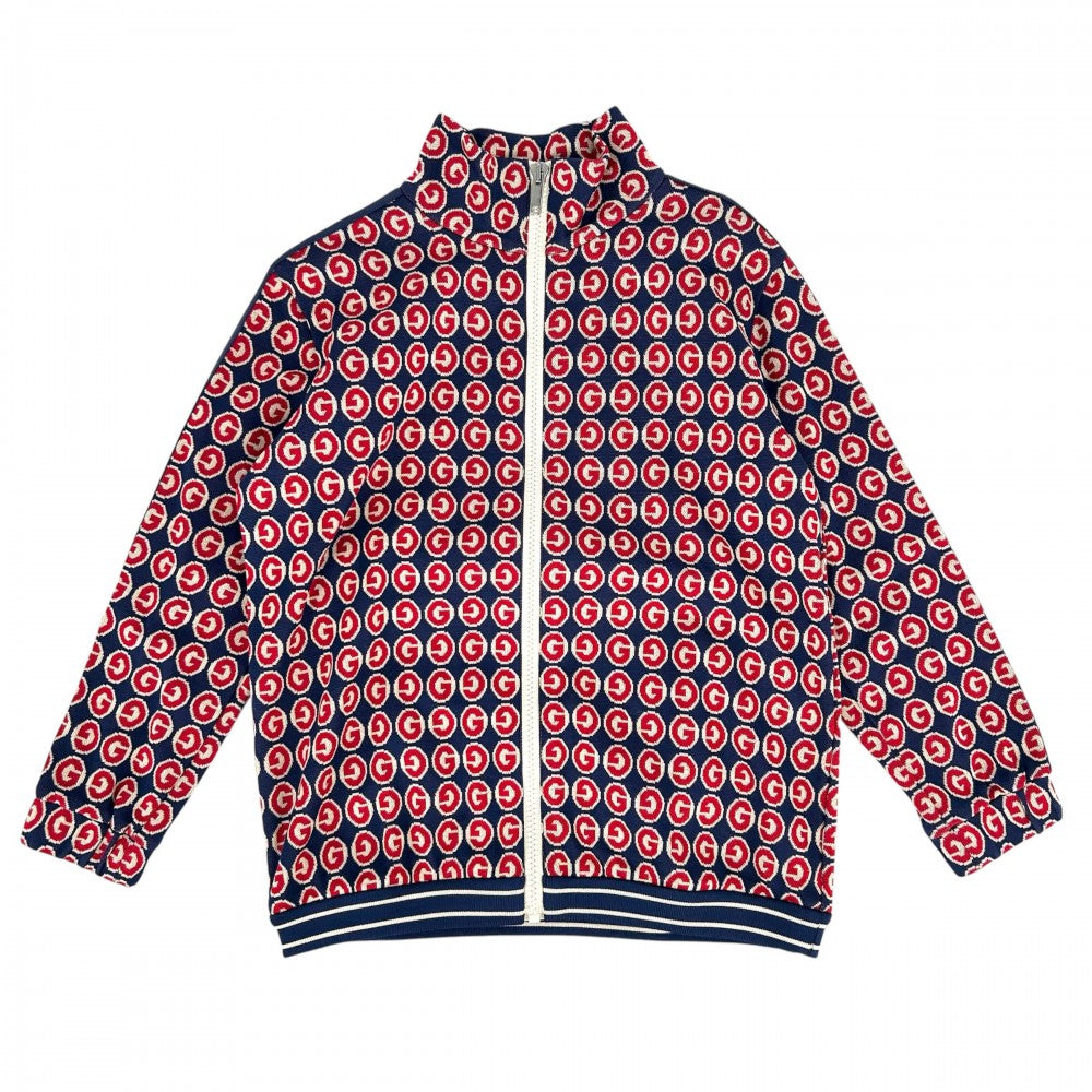 【開店SALE】 GUCCI グッチ ジャケット トラックジャケット ジャージ アウター アパレル 服 600362 ブルー 青 レッド 赤 シルバー金具 春 秋 コットン キッズ【中古品】