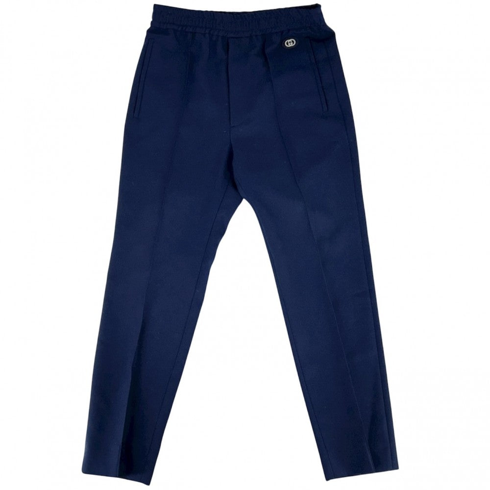 【開店SALE】 GUCCI グッチ パンツ インターロッキングG ストレートパンツ スラックス ボトムス 46 690559 ネイビー 紺 ポリエステル メンズ【中古品】