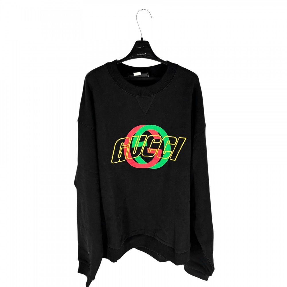 GUCCI グッチ スウェット ロゴ プルオーバー トップス アパレル 服 トレーナー XL 768460 ブラック 黒 春 秋 冬 コットン メンズ【中古品】