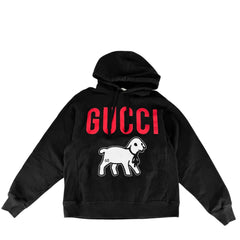 【開店SALE】 GUCCI グッチ パーカー プルオーバー フーディー トップス アパレル 服 M 569828 ブラック 黒 レッド 赤 春 秋 冬 コットン メンズ【中古品】