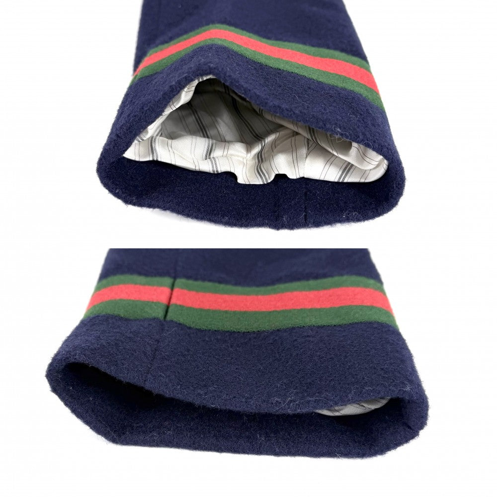 【秋物特集】 GUCCI グッチ テーラードジャケット シェリーライン 服 アウター アパレル 44 674403 ネイビー 紺 ゴールド金具 春 秋 ウール メンズ【中古品】