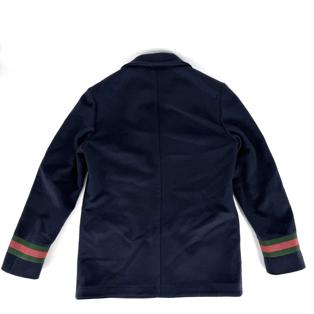 【秋物特集】 GUCCI グッチ テーラードジャケット シェリーライン 服 アウター アパレル 44 674403 ネイビー 紺 ゴールド金具 春 秋 ウール メンズ【中古品】