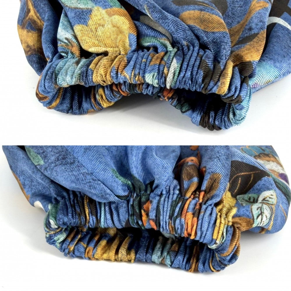 GUCCI グッチ 長袖シャツ ブラウス アパレル 総柄 トップス 服 38 ブルー 青 オレンジ 春 夏 シルク レディース【中古品】