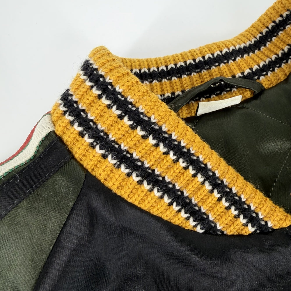 【秋物特集】 GUCCI グッチ ジャケット ドラゴン 刺繡 スカジャン アパレル 服 48 ブラック 黒 グリーン 緑 春 秋 アセテート メンズ【中古品】
