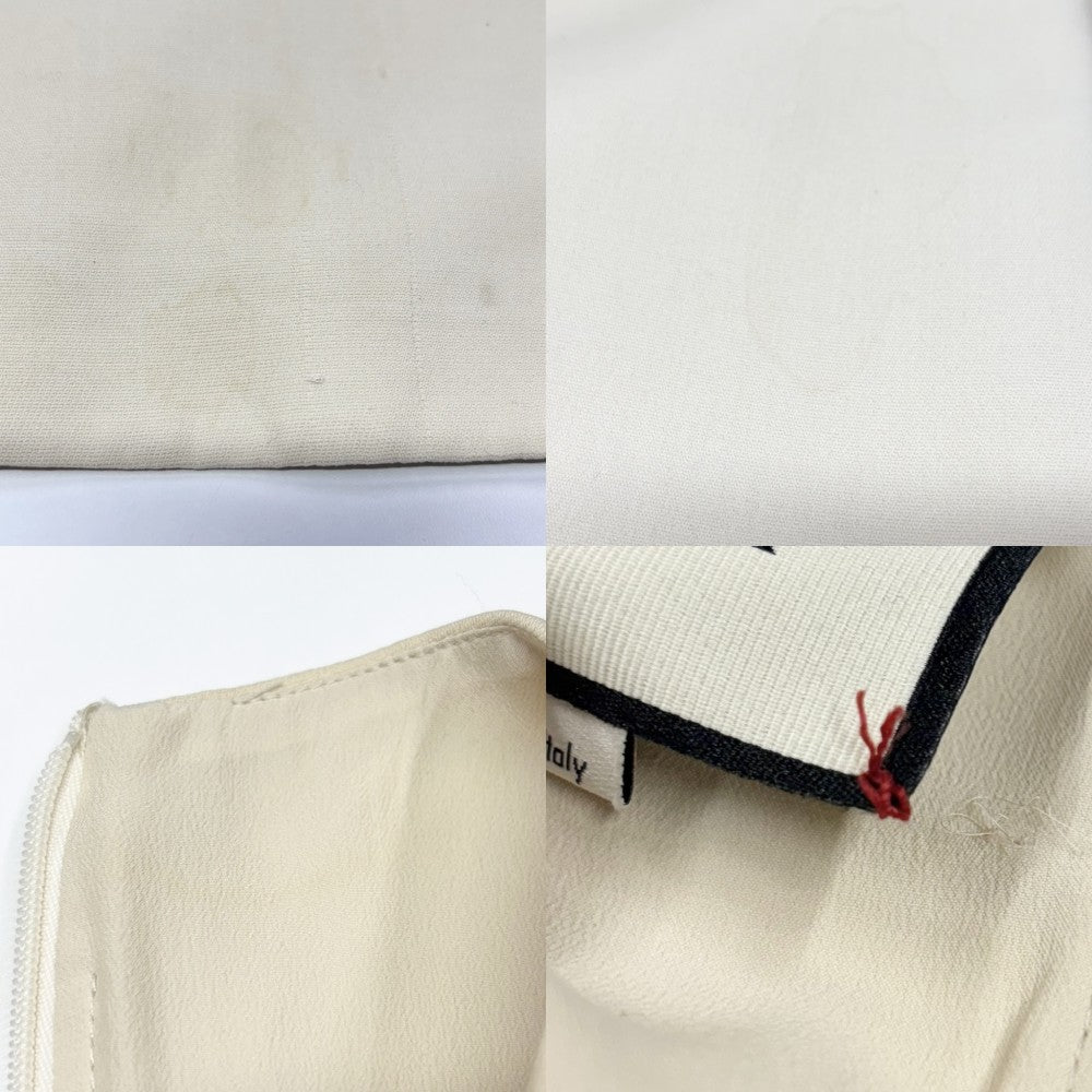 【開店SALE】 GUCCI グッチ ワンピース ウェブベルト GGボタン フレア アパレル 服 42 448541 ベージュ ウール シルク レディース【中古品】