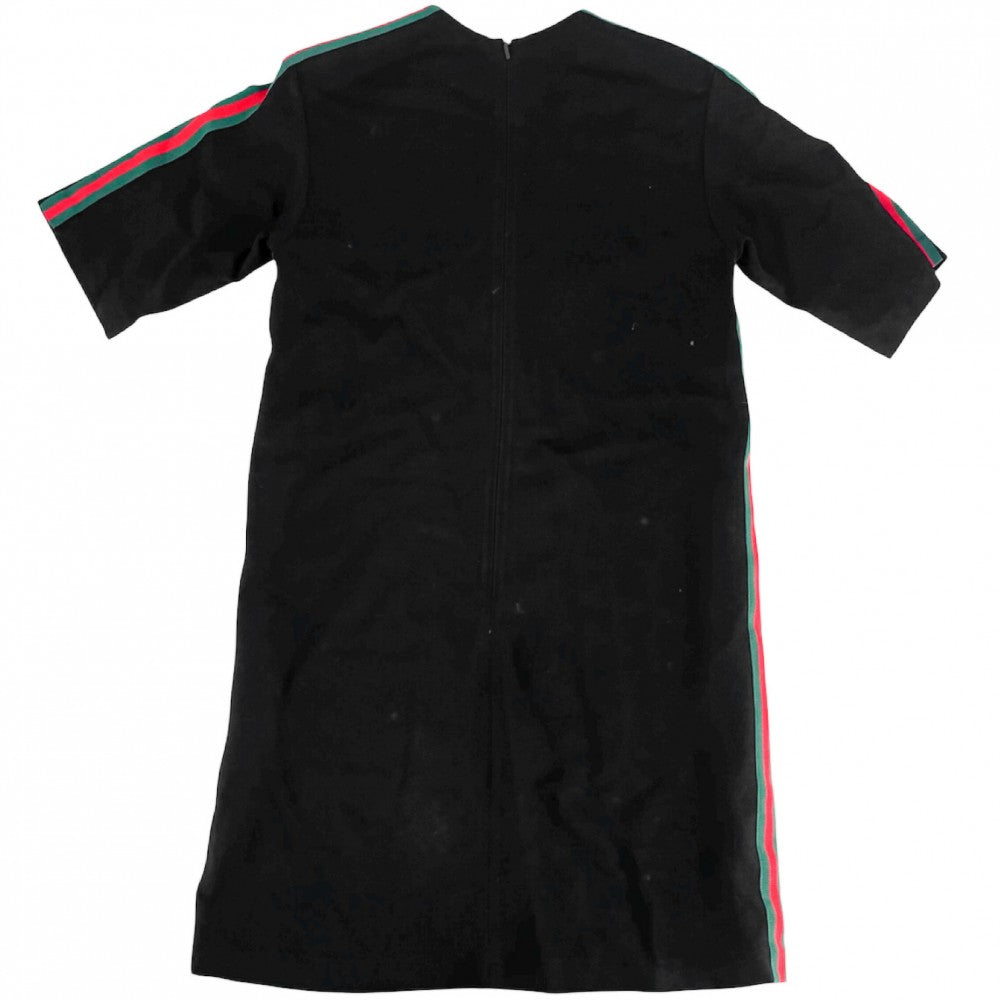 GUCCI グッチ ワンピース シェリーライン 半袖 服 アパレル 38 528977 ブラック 黒 グリーン 緑 春 夏 レーヨン ポリウレタン レディース【中古品】