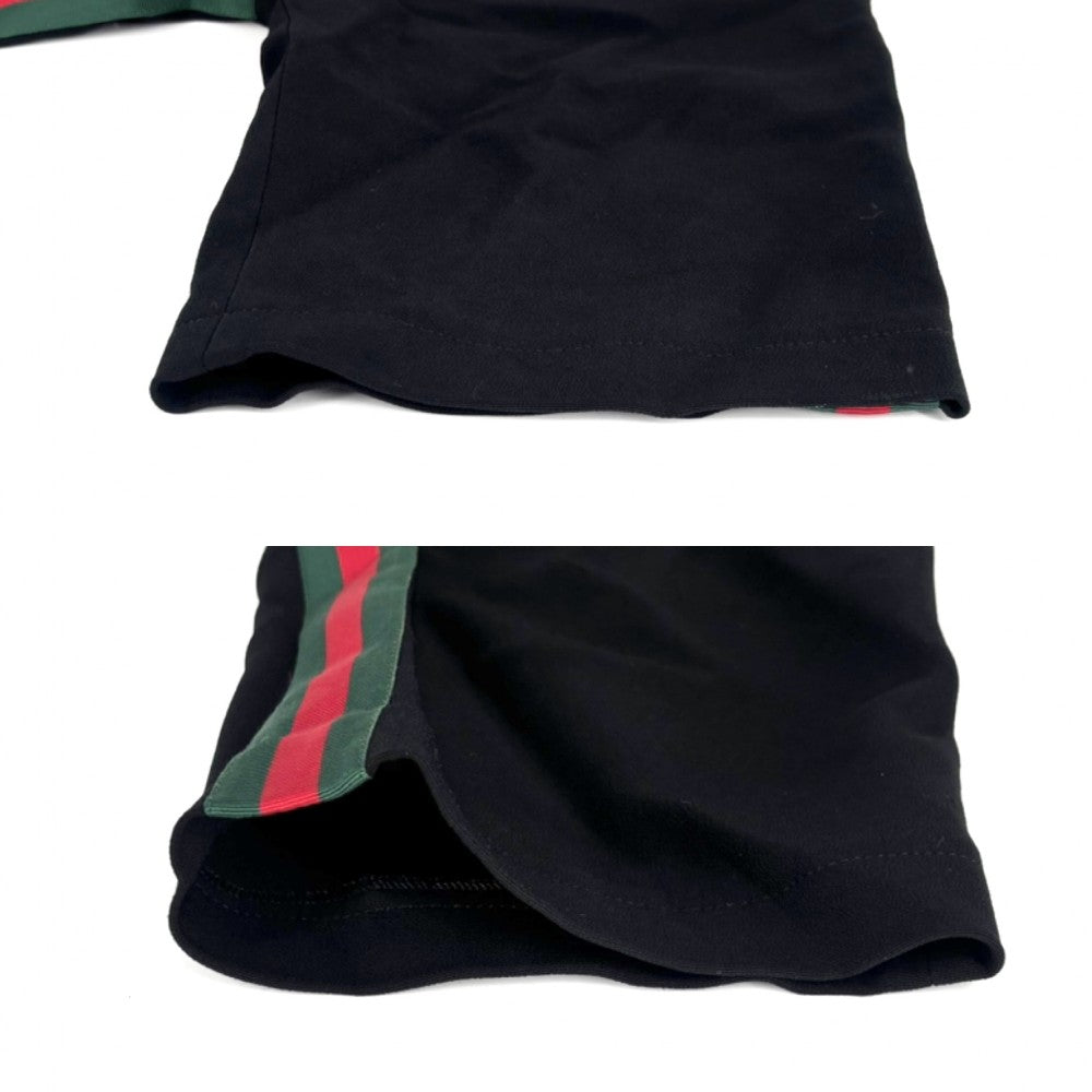 GUCCI グッチ ワンピース シェリーライン 半袖 服 アパレル 38 528977 ブラック 黒 グリーン 緑 春 夏 レーヨン ポリウレタン レディース【中古品】
