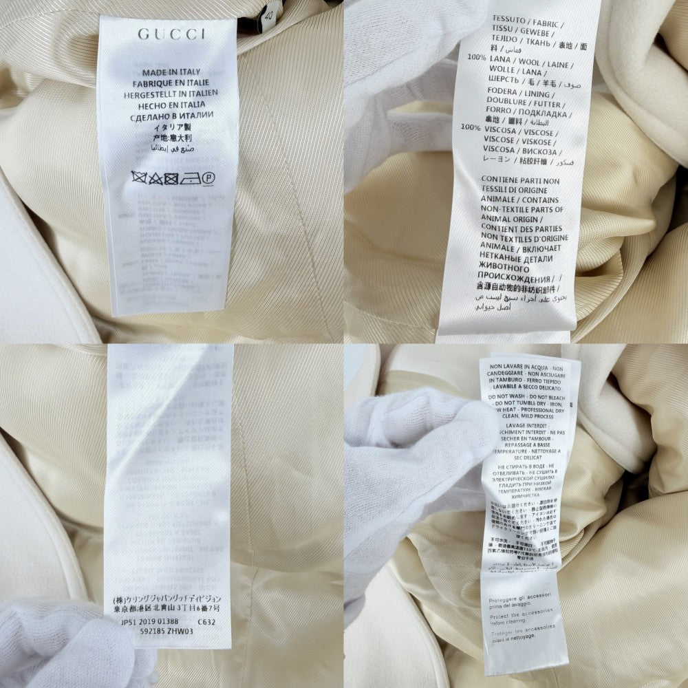 【開店SALE】 GUCCI グッチ コート ロングコート インターロッキングG アウター 上着 春 秋 服 42 592185 アイボリー ゴールド金具 秋 冬 ウール レディース【中古品】