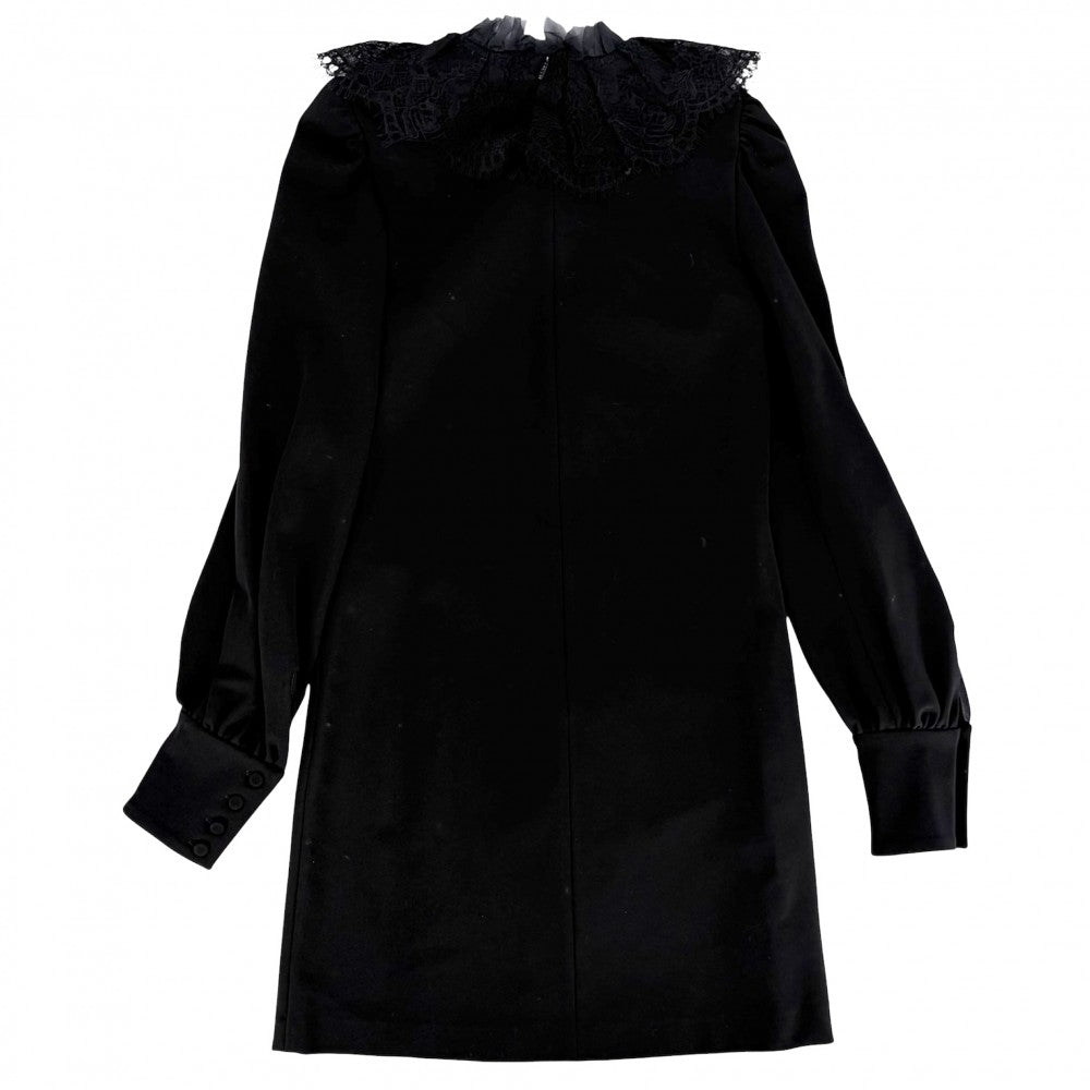GUCCI グッチ ワンピース フリル リボン 長袖 服 ドレス アパレル シェリーライン XS 595504 ブラック 黒 春 秋 オールシーズン レーヨン ナイロン ポリウレタン レディース【中古品】