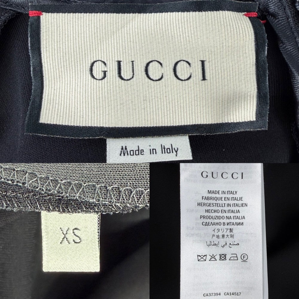 GUCCI グッチ ワンピース フリル リボン 長袖 服 ドレス アパレル シェリーライン XS 595504 ブラック 黒 春 秋 オールシーズン レーヨン ナイロン ポリウレタン レディース【中古品】