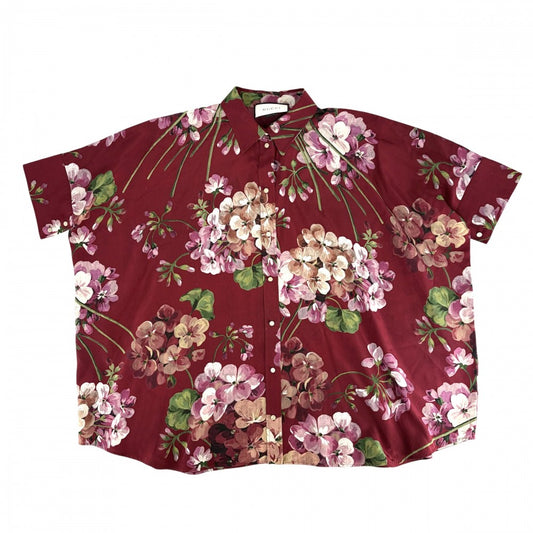 GUCCI グッチ 半袖シャツ シルクフラワードルマンブラウス トップス アパレル 服 42 410345 ボルドー 春 夏 シルク レディース【中古品】