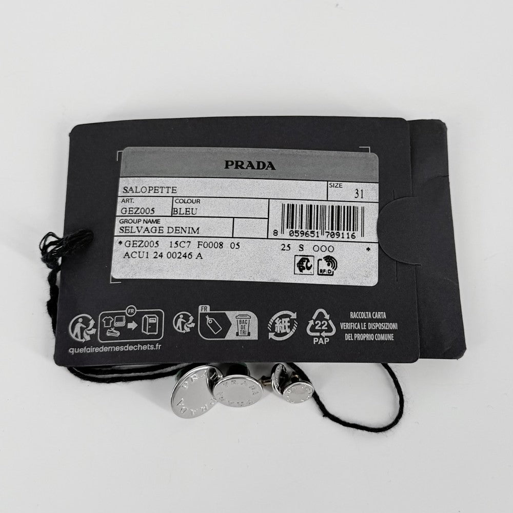 【開店SALE】 PRADA プラダ サロペット オーバーオール トライアングルロゴ ボトムス アパレル 服 GEZ005 インディゴ シルバー金具 コットン メンズ【中古品】