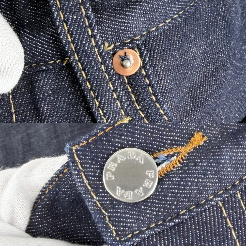 PRADA プラダ パンツ トライアングルロゴ ボトムス アパレル 服 デニムパンツ GEP358 インディゴ シルバー金具 コットン メンズ【中古品】