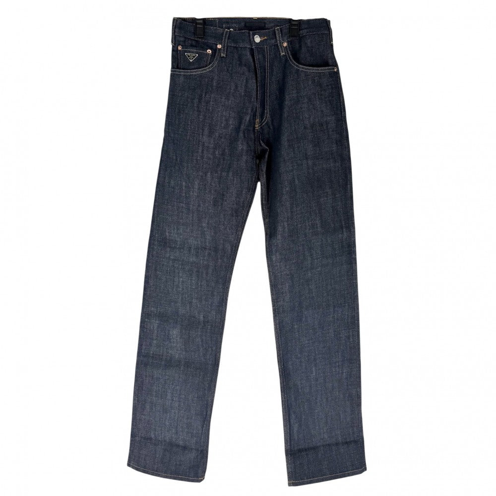 【開店SALE】 PRADA プラダ パンツ トライアングルロゴ ボトムス アパレル 服 デニムパンツ GEP358 インディゴ シルバー金具 コットン メンズ【中古品】