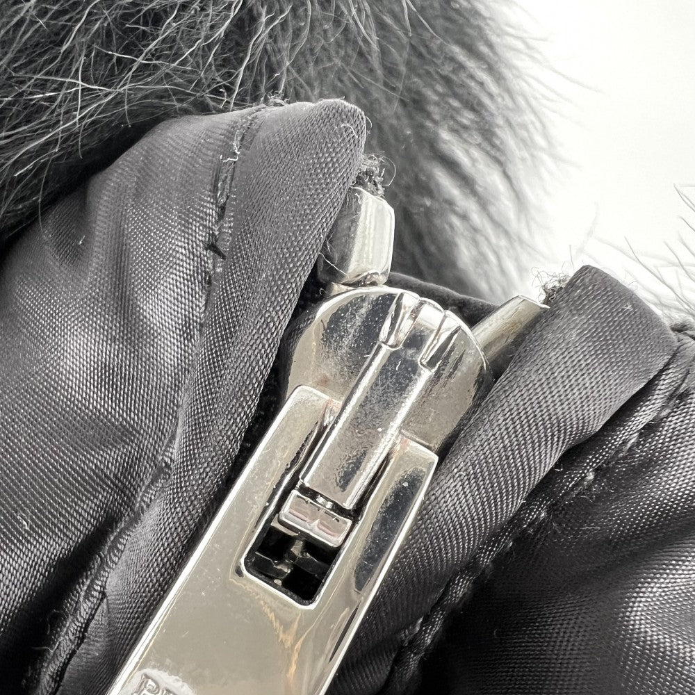 PRADA プラダ ダウンジャケット アウター ロングコート フード付き ファー ギャザー 38 29E364 ブラック 黒 シルバー金具 冬 ポリアミド レディース【中古品】