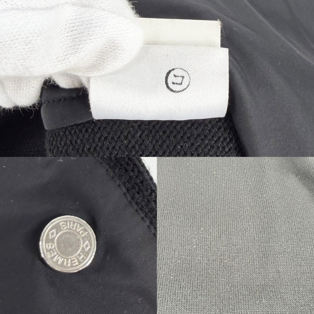 HERMES エルメス ブルゾン ニット ジャケット 異素材 アパレル 服 XXL ブラック 黒 シルバー金具 秋 冬 ポリエステル ポリアミド ポリウレタン ウール メンズ【中古品】