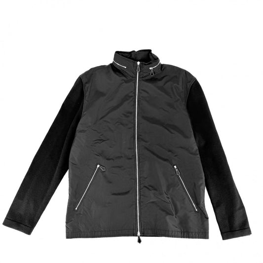 HERMES エルメス ブルゾン ニット ジャケット 異素材 アパレル 服 XXL ブラック 黒 シルバー金具 秋 冬 ポリエステル ポリアミド ポリウレタン ウール メンズ【中古品】
