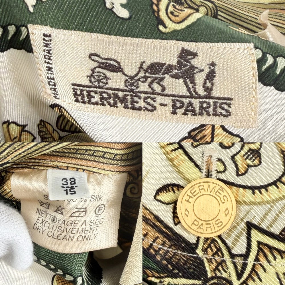 HERMES エルメス 長袖シャツ アパレル トップス 馬 ホース 総柄 服 38