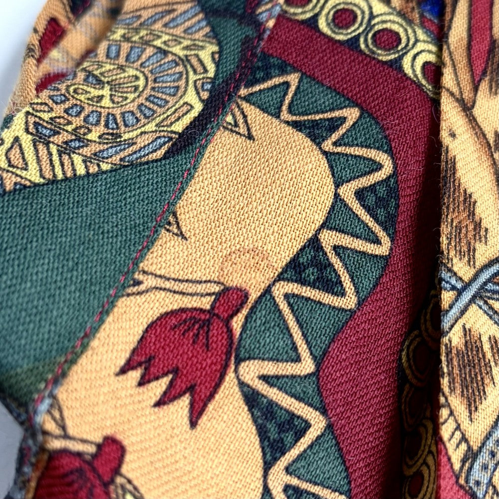 HERMES エルメス 長袖シャツ アパレル トップス 馬 ホース 総柄 服 38 オレンジ マルチカラー 春 秋 ウール メンズ【中古品】