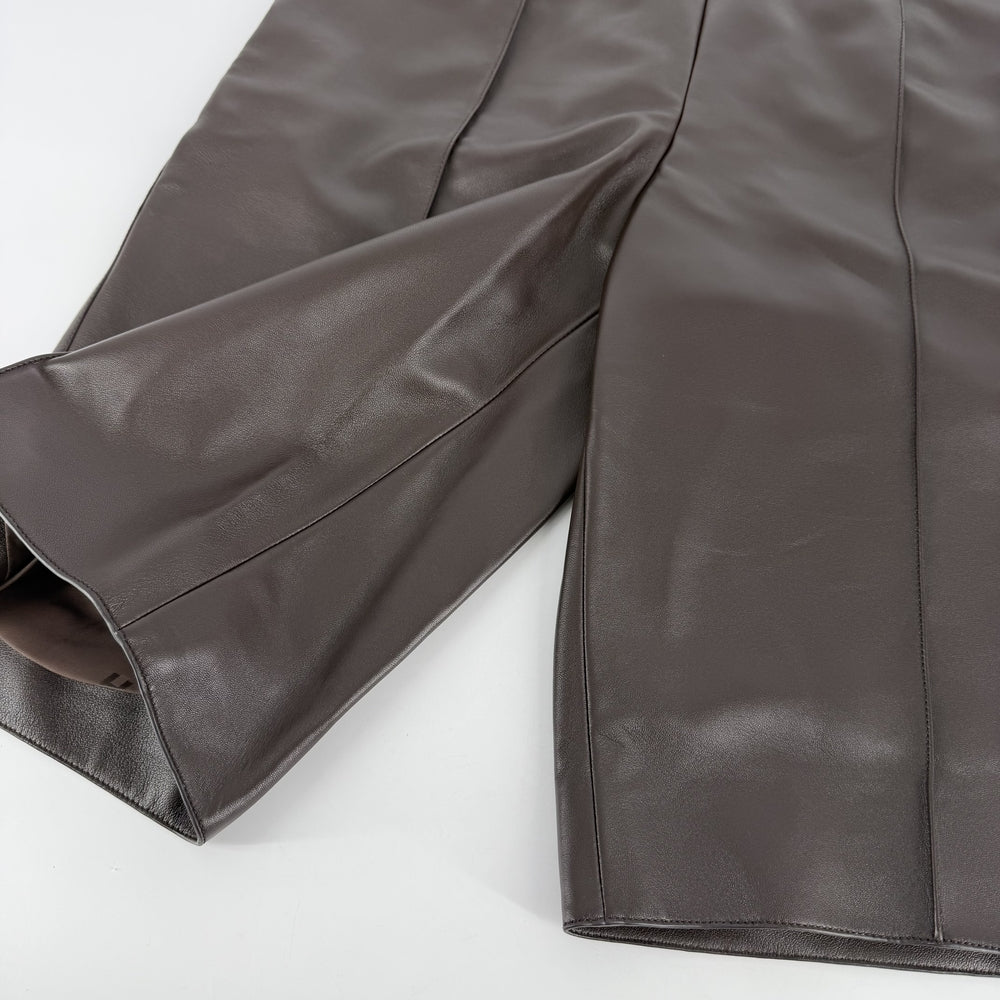 HERMES エルメス パンツ ハーフパンツ 膝丈 アパレル ボトムス 38 5H1421D3 ブラウン 茶 春 冬 ラムスキン レディース【中古品】