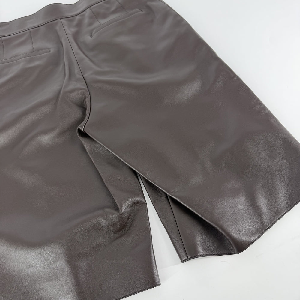 HERMES エルメス パンツ ハーフパンツ 膝丈 アパレル ボトムス 38 5H1421D3 ブラウン 茶 春 冬 ラムスキン レディース【中古品】