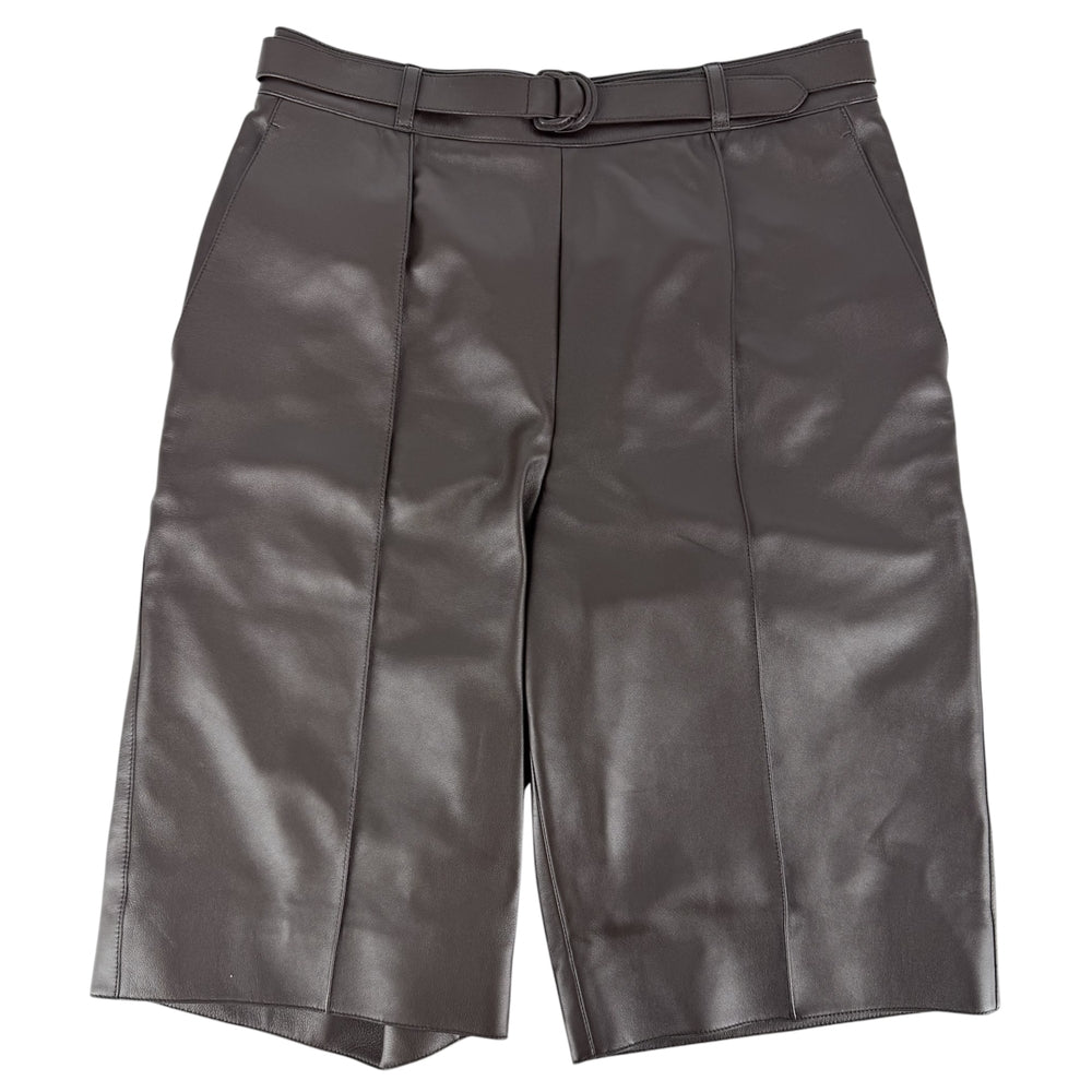 HERMES エルメス パンツ ハーフパンツ 膝丈 アパレル ボトムス 38 5H1421D3 ブラウン 茶 春 冬 ラムスキン レディース【中古品】