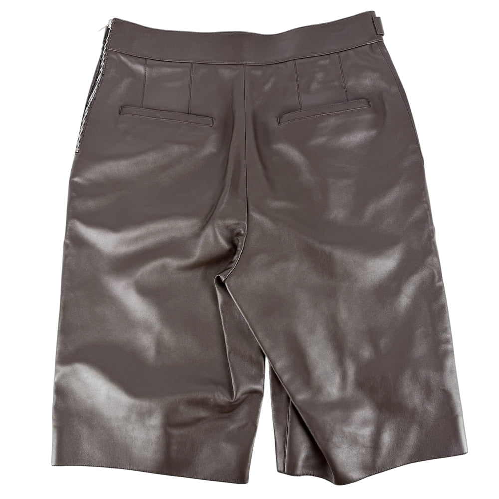 HERMES エルメス パンツ ハーフパンツ 膝丈 アパレル ボトムス 38 5H1421D3 ブラウン 茶 春 冬 ラムスキン レディース【中古品】