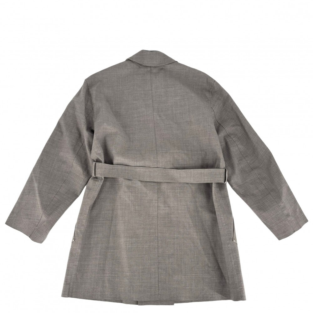 HERMES エルメス トレンチコート マッキントッシュ アウター ロングコート アパレル 服 XS グレーブラウン系 シルバー金具 秋 冬 ウール レディース【中古品】