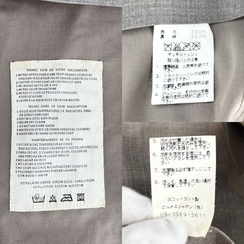 HERMES エルメス トレンチコート マッキントッシュ アウター ロングコート アパレル 服 XS グレーブラウン系 シルバー金具 秋 冬 ウール レディース【中古品】