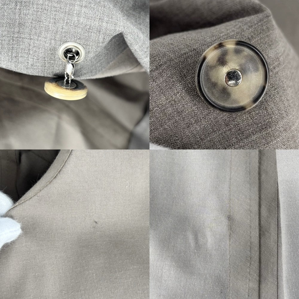 HERMES エルメス トレンチコート マッキントッシュ アウター ロングコート アパレル 服 XS グレーブラウン系 シルバー金具 秋 冬 ウール レディース【中古品】