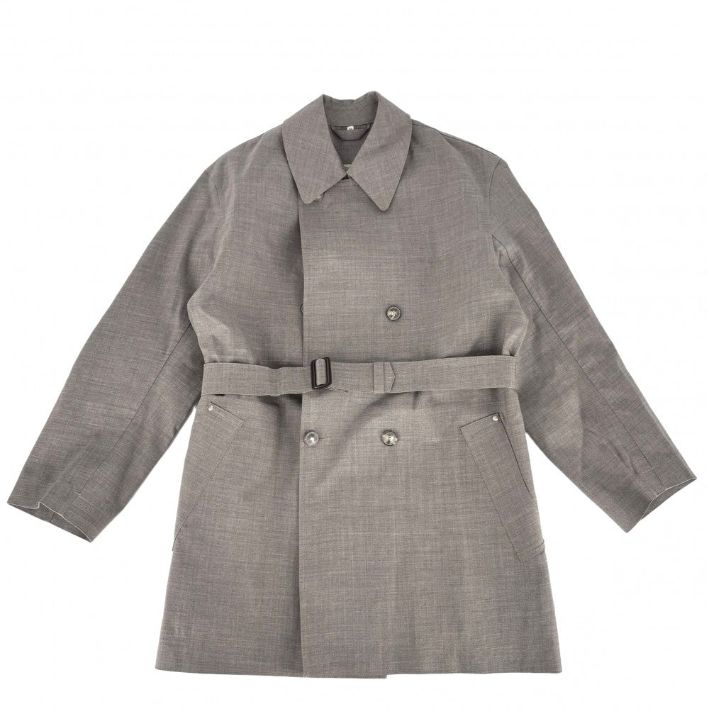 HERMES エルメス トレンチコート マッキントッシュ アウター ロングコート アパレル 服 XS グレーブラウン系 シルバー金具 秋 冬 ウール レディース【中古品】